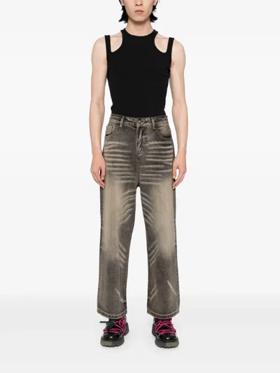 Ground Zero Whiskering-effect Jeans In Grey