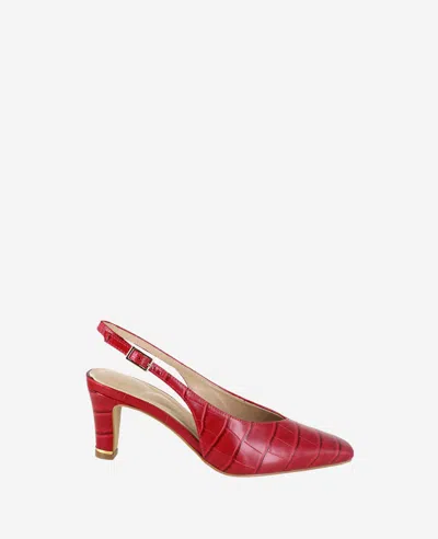 Kenneth Cole Meilani Embossed Croco Point Toe Slingback In Cherry Croco