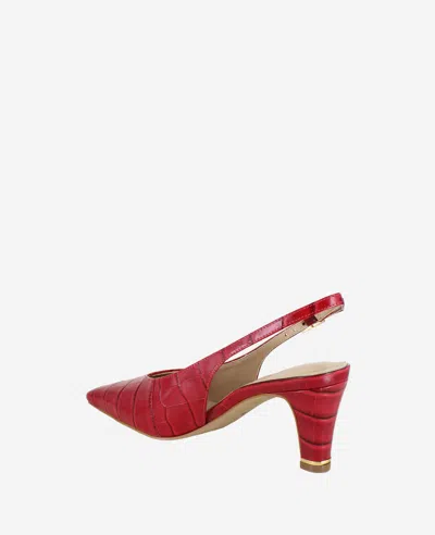 Kenneth Cole Meilani Embossed Croco Point Toe Slingback In Cherry Croco