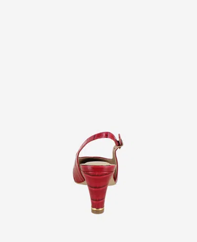 Kenneth Cole Meilani Embossed Croco Point Toe Slingback In Cherry Croco