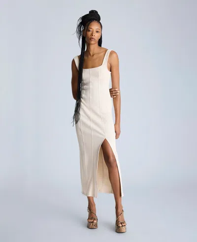 Kenneth Cole Seam Detailed Knit Midi Dress With Front Slit In Multicolor
