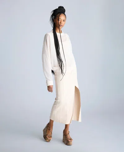 Kenneth Cole Seam Detailed Knit Midi Dress With Front Slit In Multicolor