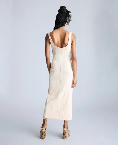 Kenneth Cole Seam Detailed Knit Midi Dress With Front Slit In Multicolor