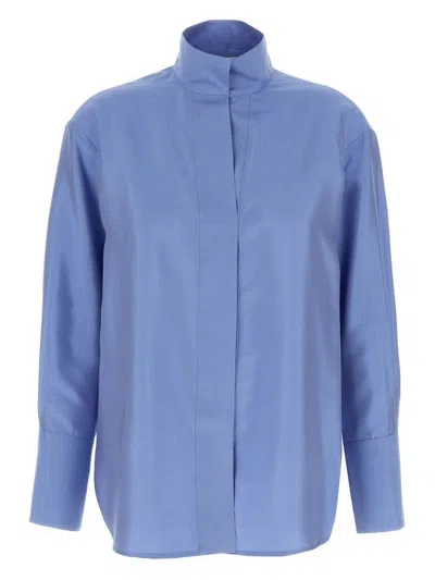 Alberto Biani Clear Blue Shirt With High Collar In Clear Blue