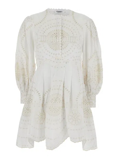 Charo Ruiz White Sangallo Lace Short 'franca' Dress In White