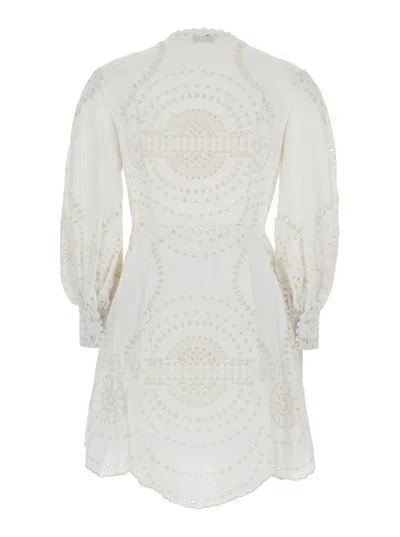 Charo Ruiz White Sangallo Lace Short 'franca' Dress In White