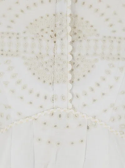 Charo Ruiz White Sangallo Lace Short 'franca' Dress In White