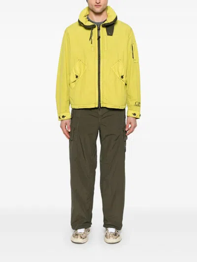 C.p. Company Avocado Green Jacket With Lapel Collar In Green