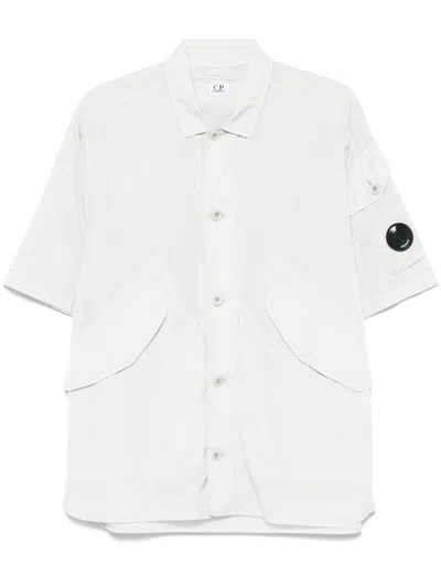 C.p. Company Garment-dyed Grey Overshirt In Grey