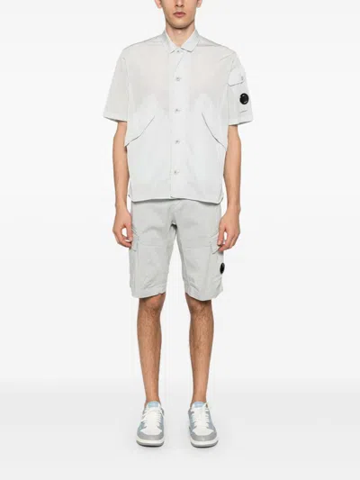C.p. Company Garment-dyed Grey Overshirt In Grey