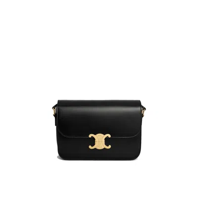 Celine Women Triomphe Teen Leather Crossbody Bag In Black