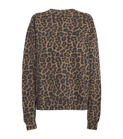 Anine Bing Miles Sweatshirt In Black And Brown Leopard