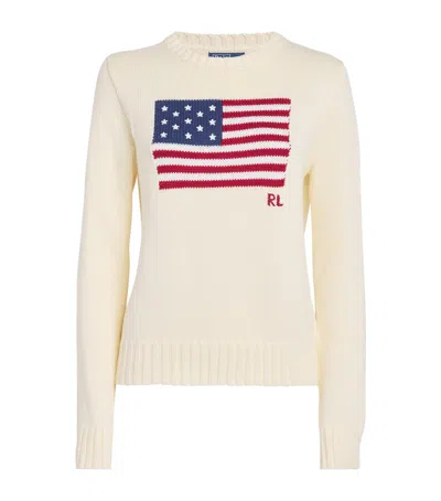 Polo Ralph Lauren Long Sleeve Crew Neck Polo Jumper In Cream Multi