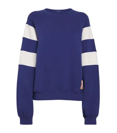 Mother The Drop Square Inset Oversized Striped Cotton-jersey Sweatshirt In Blue
