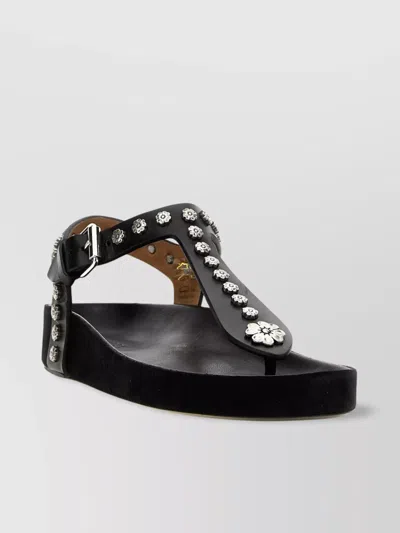 Isabel Marant Enore Black Leather Sandals In Black