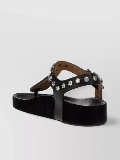 Isabel Marant Enore Black Leather Sandals In Black