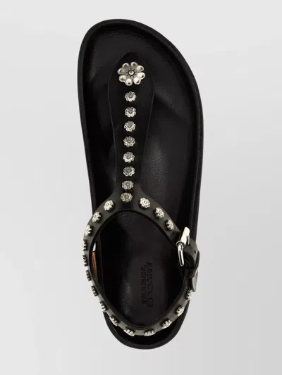 Isabel Marant Enore Black Leather Sandals In Black