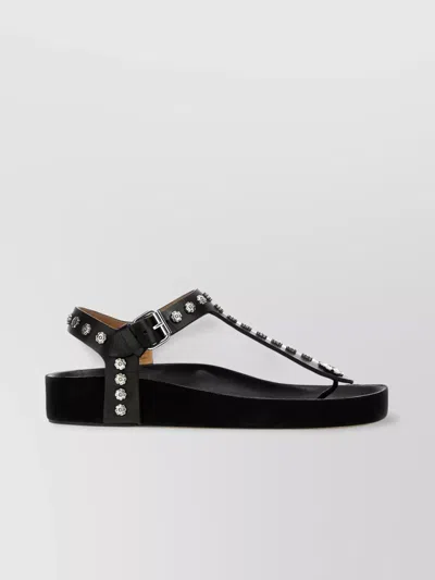 Isabel Marant Enore Black Leather Sandals In Black