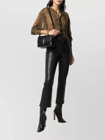 Saint Laurent Monogram Leather Shoulder Bag In Black