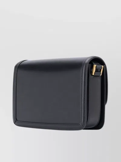 Saint Laurent Monogram Leather Shoulder Bag In Black