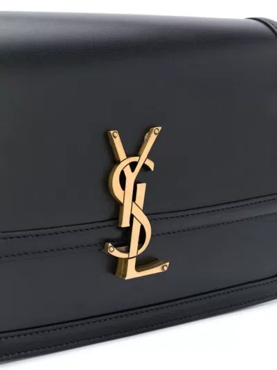Saint Laurent Monogram Leather Shoulder Bag In Black