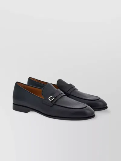 Ferragamo Crystal Gancini Leather Loafers In Black