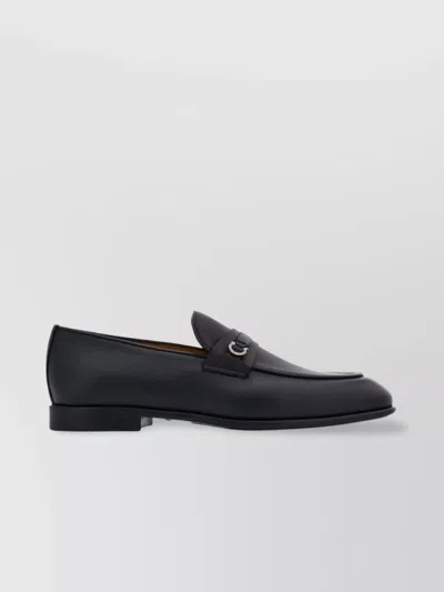 Ferragamo Crystal Gancini Leather Loafers In Black