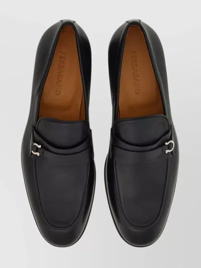 Ferragamo Crystal Gancini Leather Loafers In Black