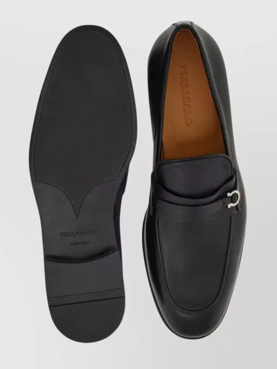 Ferragamo Crystal Gancini Leather Loafers In Black