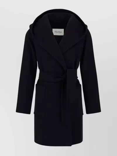 Max Mara Rialto Hooded Wrap Coat In Blue