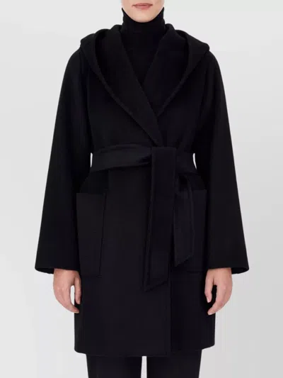 Max Mara Rialto Hooded Wrap Coat In Blue