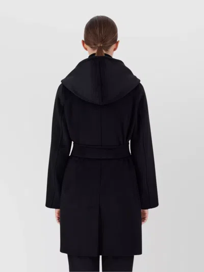 Max Mara Rialto Hooded Wrap Coat In Blue