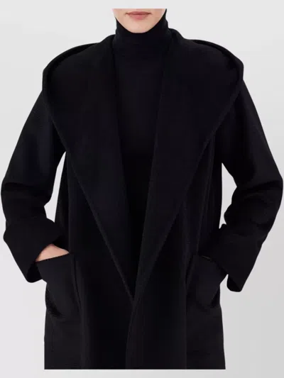 Max Mara Rialto Hooded Wrap Coat In Blue