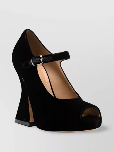 Maison Margiela 125 Peep-toe Platform Velvet Sandals In Black