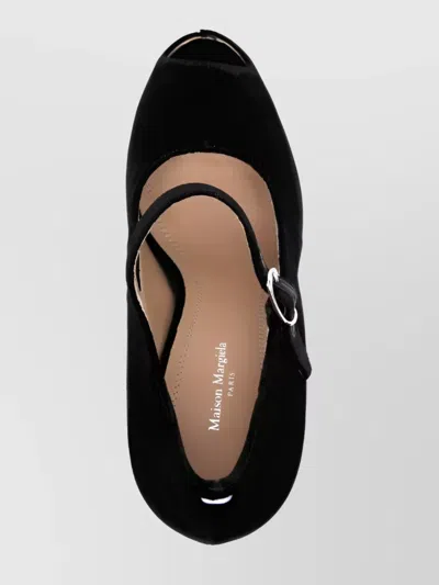 Maison Margiela 125 Peep-toe Platform Velvet Sandals In Black