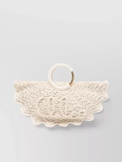 Chloé Small Crochet Tote Bag With Circular Handles In White