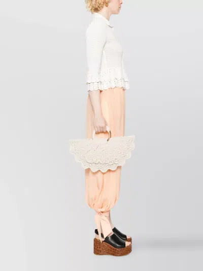 Chloé Small Crochet Tote Bag With Circular Handles In White