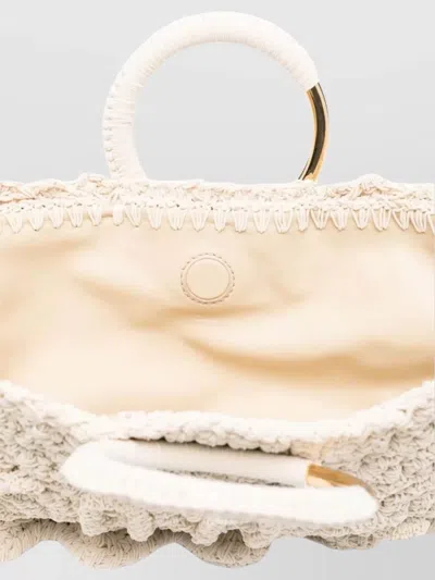 Chloé Small Crochet Tote Bag With Circular Handles In White
