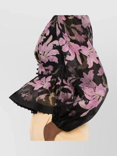 Zimmermann Dawning Beaded Linen V-neck Shirt In Black/multi