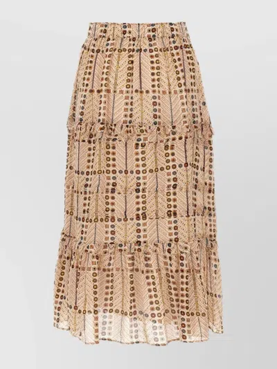 Isabel Marant Étoile Tiered Beige Skirt With Ruffled Hems