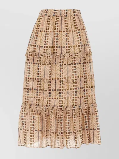 Isabel Marant Étoile Tiered Beige Skirt With Ruffled Hems