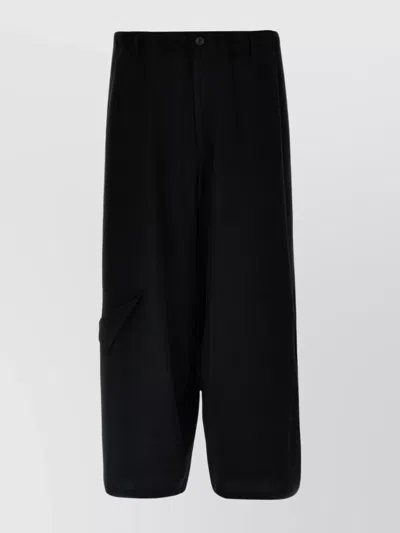 Yohji Yamamoto Graphic-print Cropped Velvet Trousers In Black