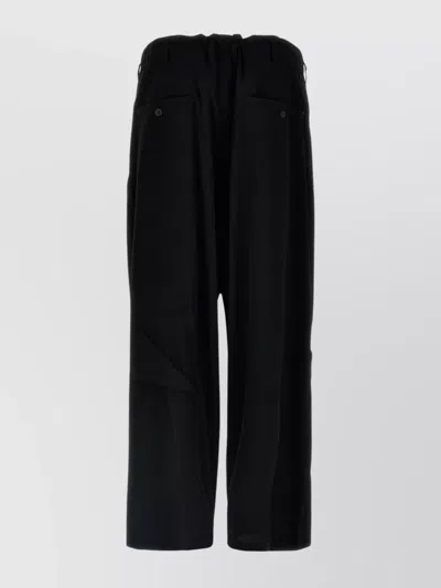Yohji Yamamoto Graphic-print Cropped Velvet Trousers In Black