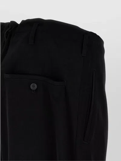 Yohji Yamamoto Graphic-print Cropped Velvet Trousers In Black