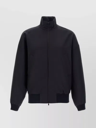 Fear Of God High-necked Jacket With Ribbed Cuffs And Hem In Blue