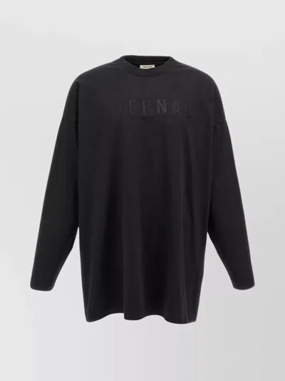 Fear Of God Black T-shirt With Eternal Print On The Front And Logo Patch On The Back