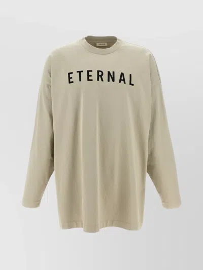 Fear Of God Grey T-shirt With Eternal Print On The Front And Logo Patch On The Back