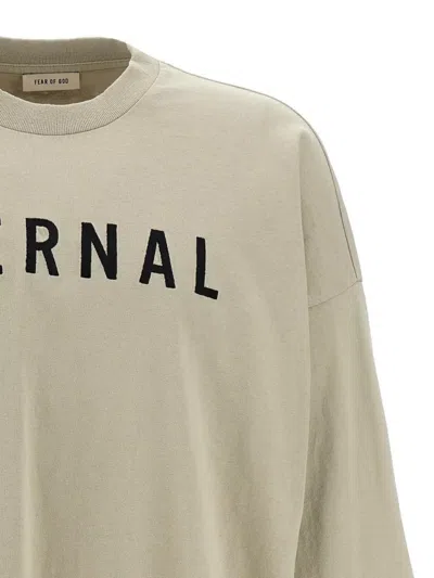 Fear Of God Grey T-shirt With Eternal Print On The Front And Logo Patch On The Back
