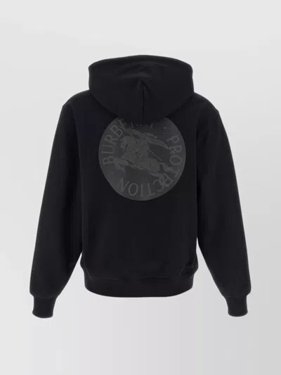 Burberry Check Trim Zip-up Drawstring Hoodie In Black