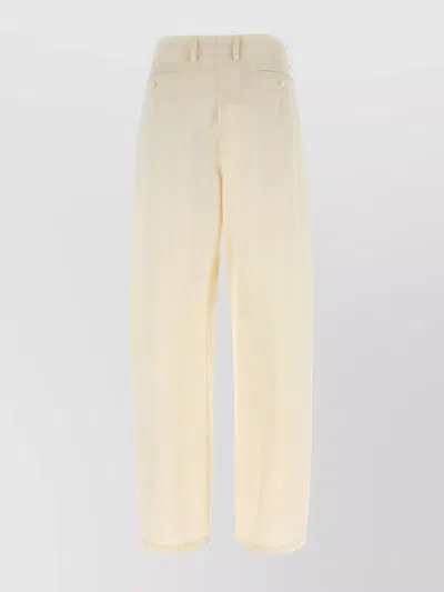 Magda Butrym Pleated Trousers With Belt Loops And Back Pocket In Neutral